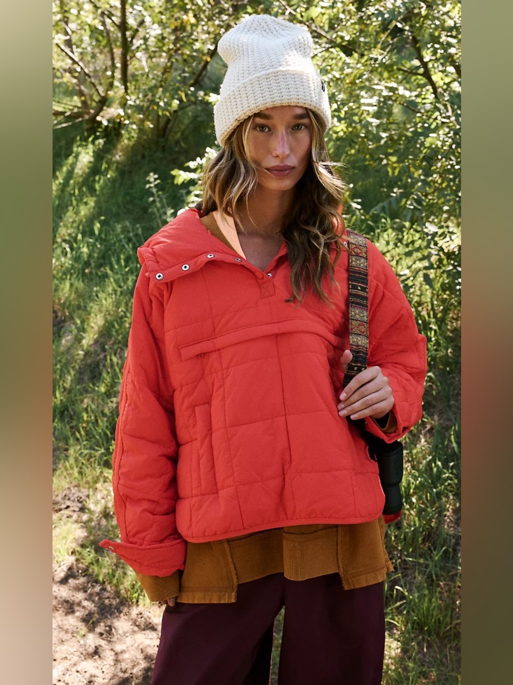 Free People Movement Pippa Packable Pullover Puffer Jacket Cherry Tomato SZ SM